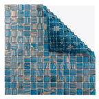 Deep Blue & Gold Swirls Mixed Squares Glass Pool Tile | Tile Club
