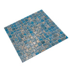 Deep Blue & Gold Swirls Mixed Squares Glass Pool Tile | Tile Club