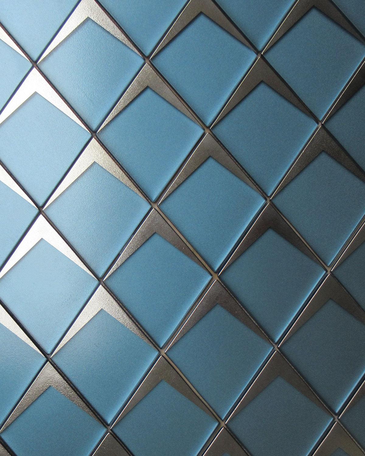 Blue Frost Diamond Glass Mosaic Tile Sheets