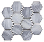 Opal Marbled Glass Hexagon Mosaic Tile