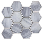 Opal Marbled Glass Hexagon Mosaic Tile