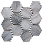 Moonstone Marbled Glass Hexagon Mosaic Tile