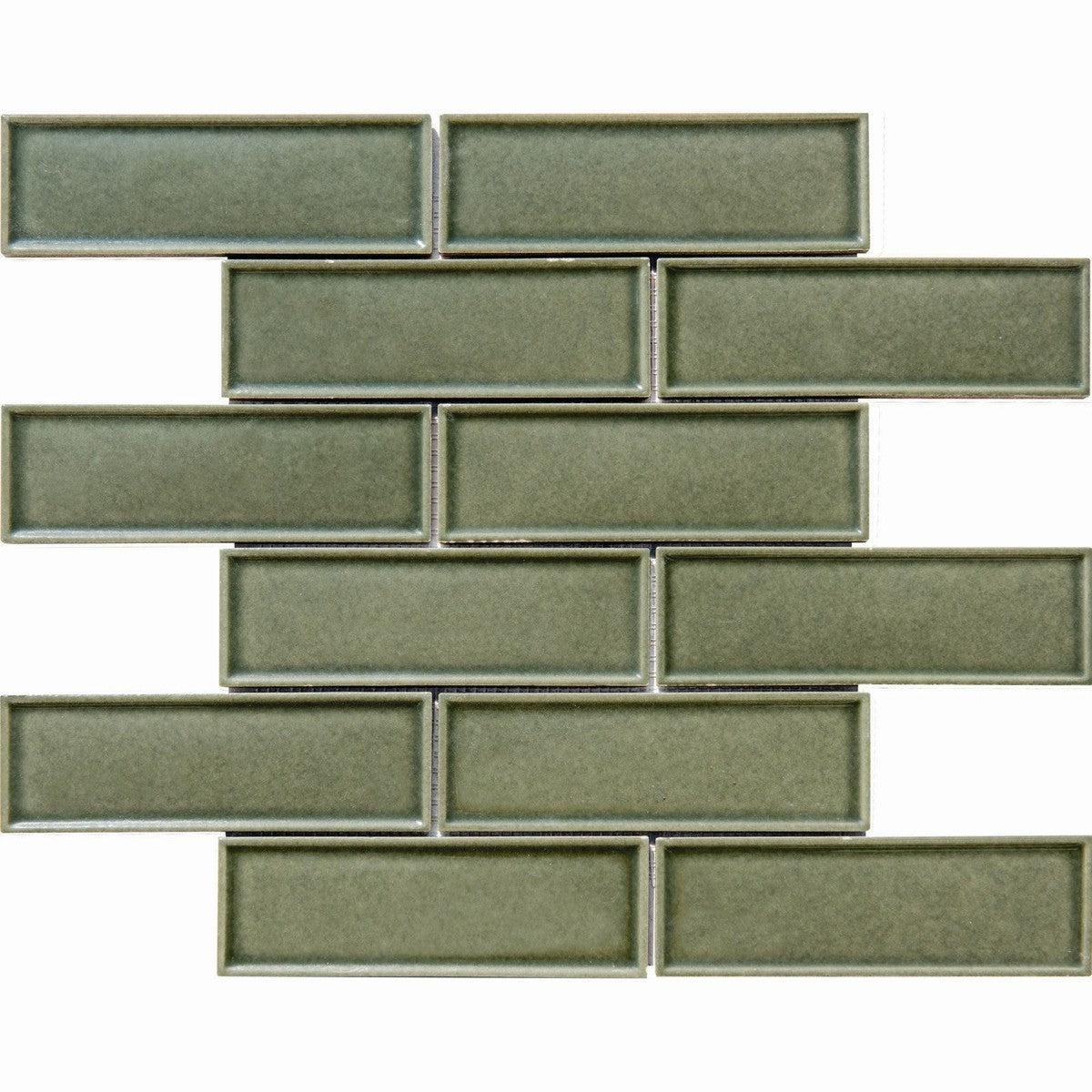 2x6 Dimension Sage Green Brick Porcelain Mosaic Tile