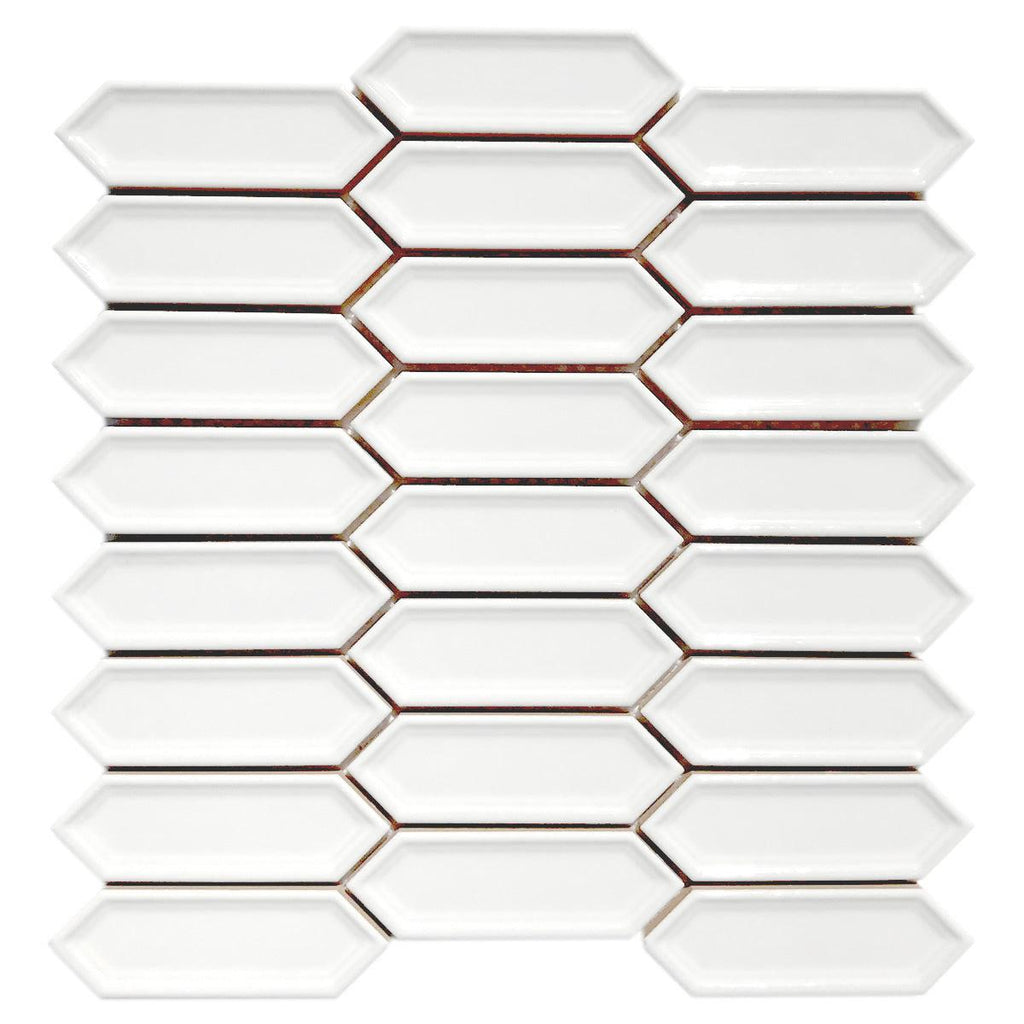 Dimension White Beveled Picket Porcelain Mosaic Tile