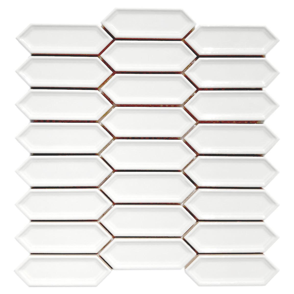 Dimension White Beveled Picket Porcelain Mosaic Tile