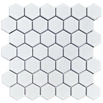 2 Inch Glossy White Honeycomb Hex Porcelain Mosaic Tile