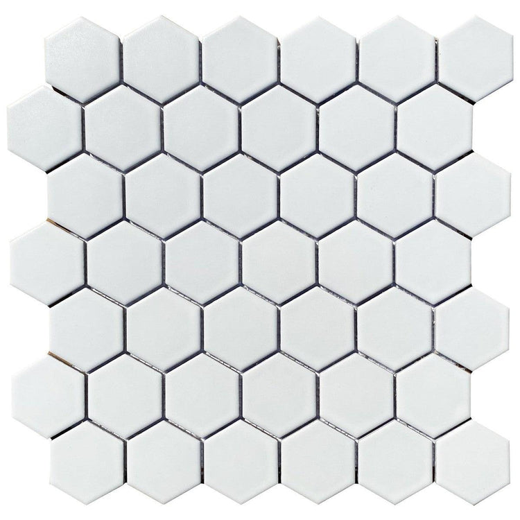 2 Inch Matte White Honeycomb Hex Porcelain Mosaic Tile