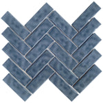 Cirrus Blue Herringbone Porcelain Mosaic Tile