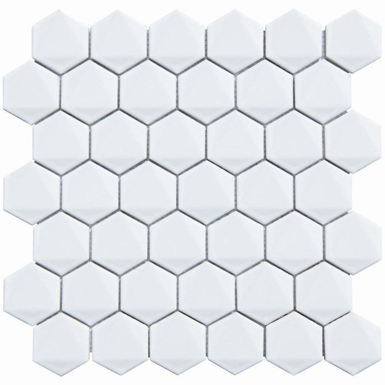 2 Inch 3D White Honeycomb Hex Porcelain Mosaic Tile