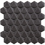 2 Inch 3D Charcoal Gray Honeycomb Hex Porcelain Mosaic Tile