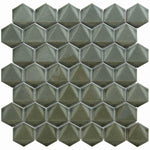 2 Inch 3D Green Honeycomb Hex  Porcelain Mosaic Tile