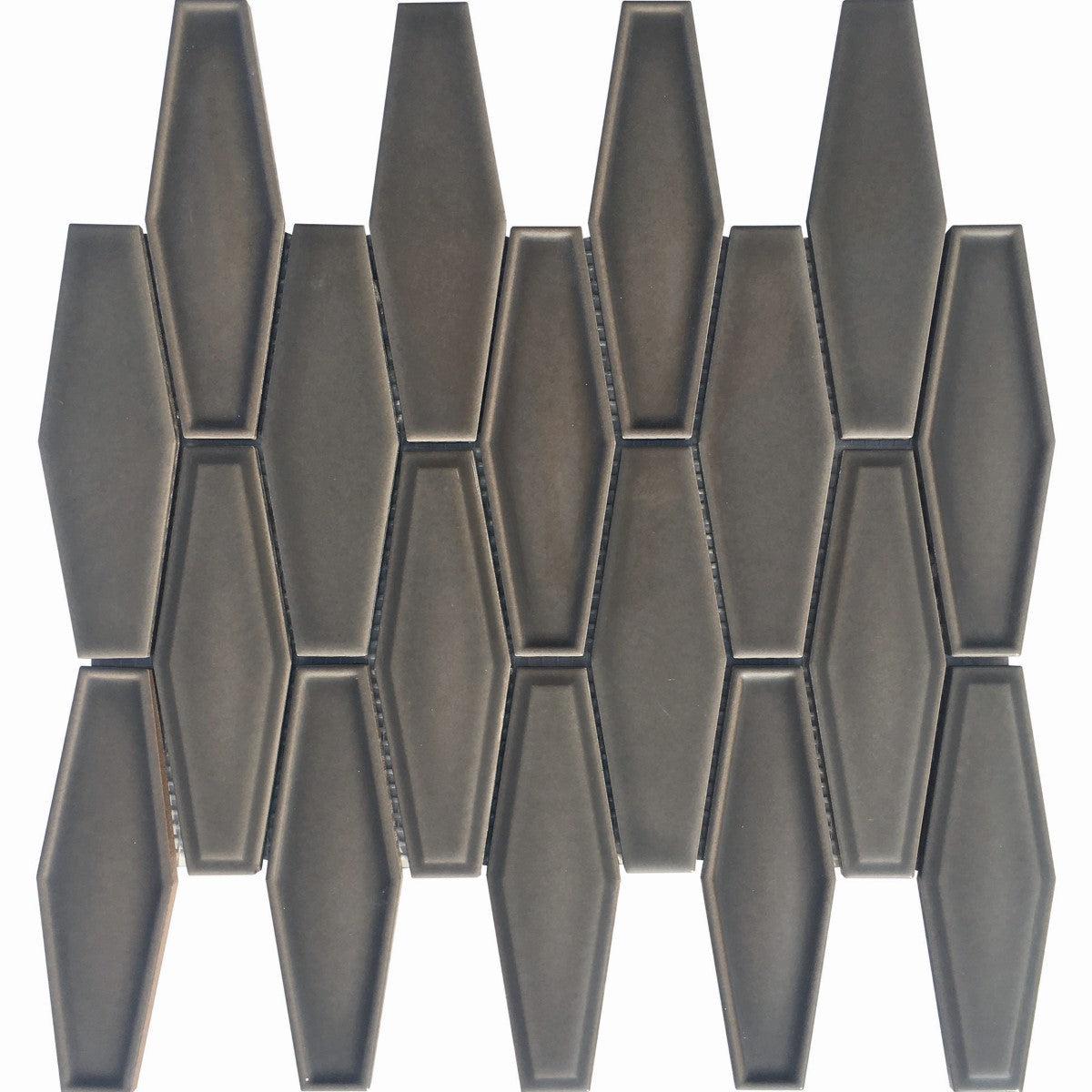 Dimension Charcoal Gray Elongated Hexagon Porcelain Mosaic Tile
