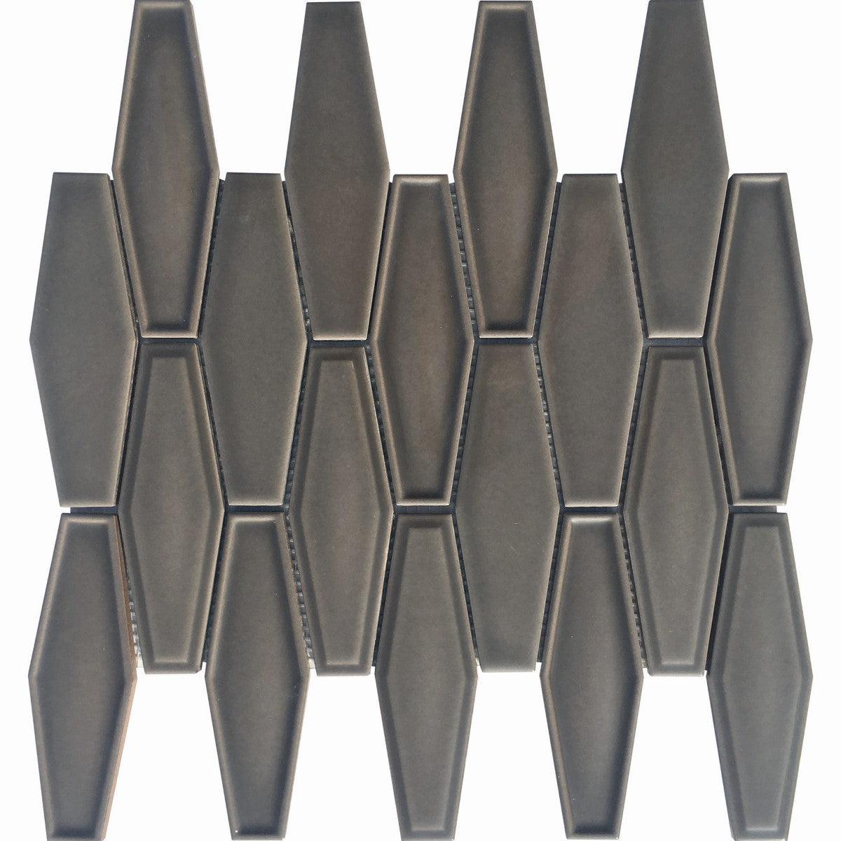 Dimension Charcoal Gray Elongated Hexagon Porcelain Mosaic Tile