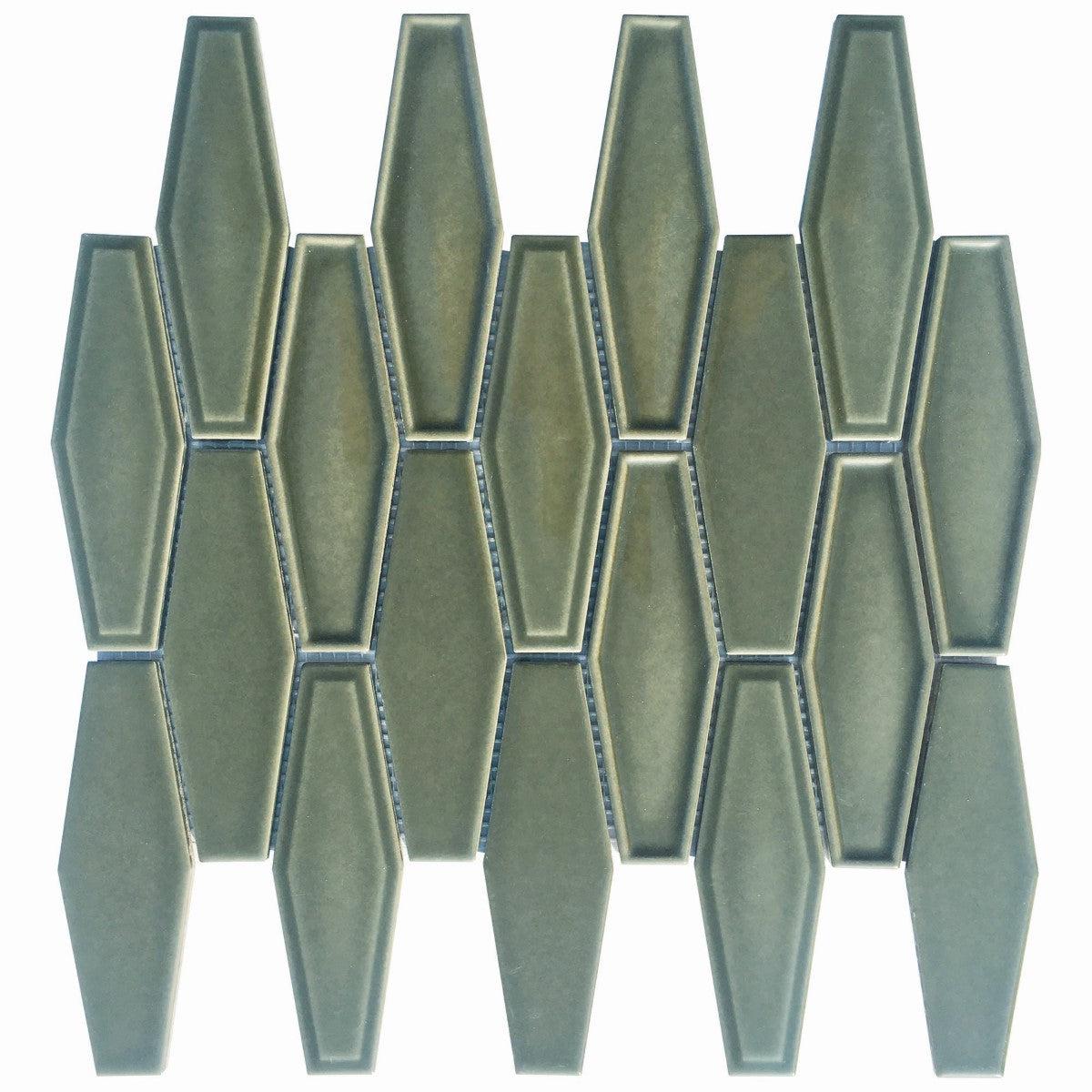 Dimension Sage Elongated Hexagon Porcelain Mosaic Tile