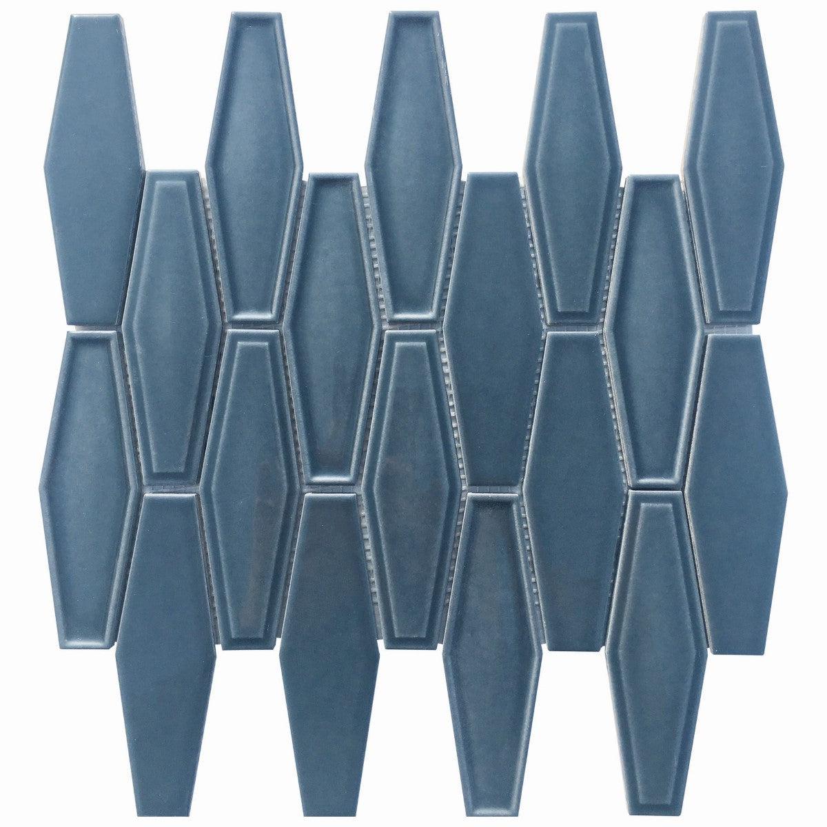 Dimension Blue Elongated Hexagon Porcelain Mosaic Tile
