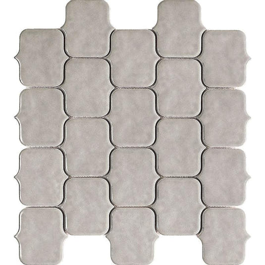 Moroccan Scroll Gray Porcelain Mosaic Tile