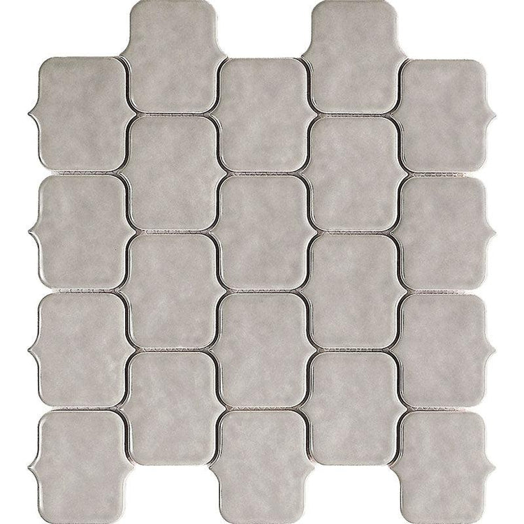 Moroccan Scroll Gray Porcelain Mosaic Tile