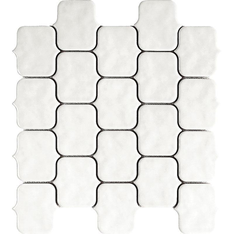 Moroccan Scroll White Porcelain Mosaic Tile