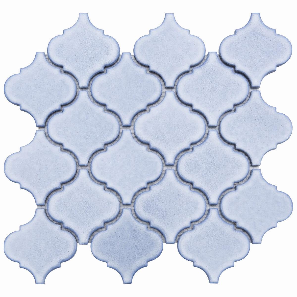 Dimension Pearl Blue Arabesque Porcelain Mosaic Tile