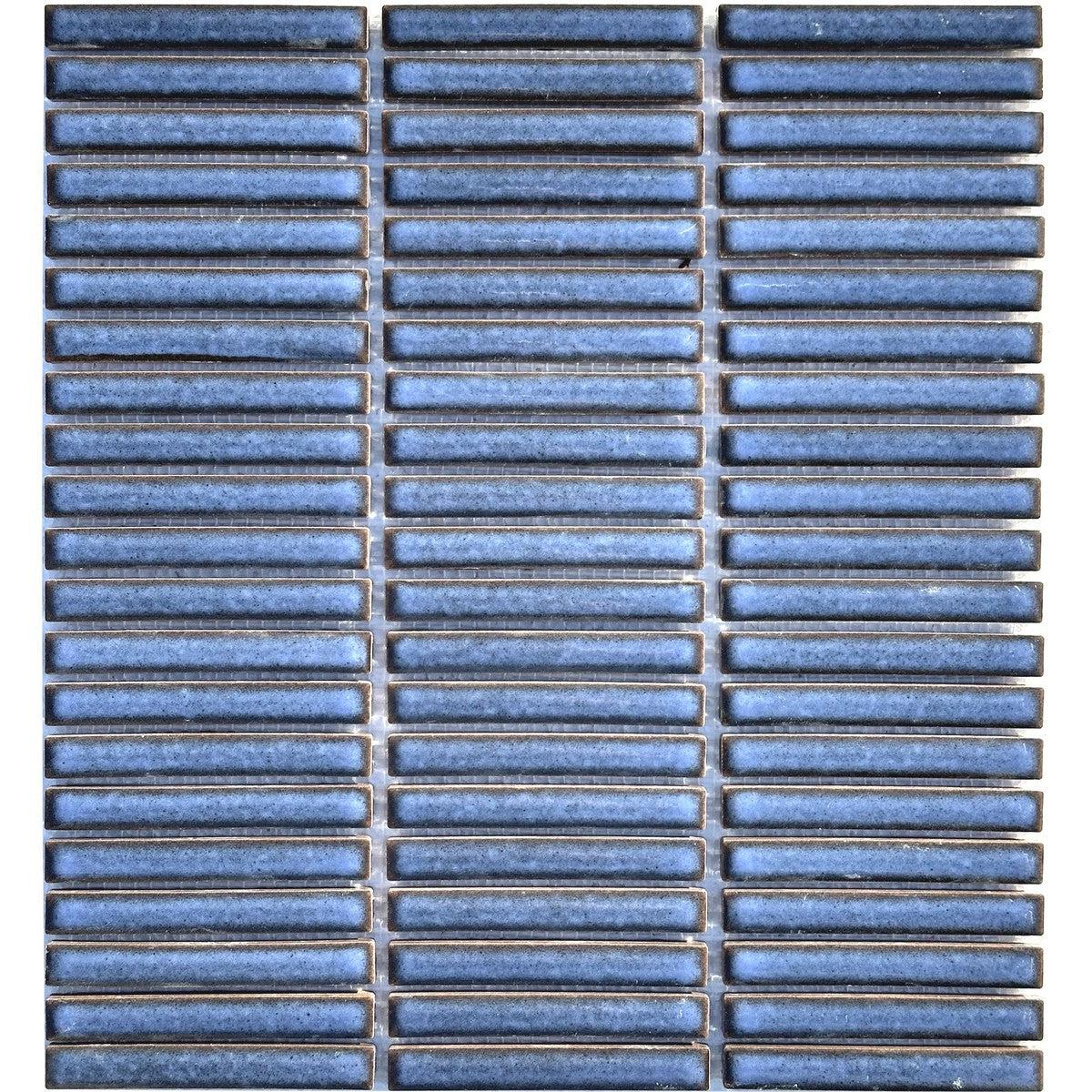 Lattice Blue Stacked Brick Porcelain Mosaic Tile