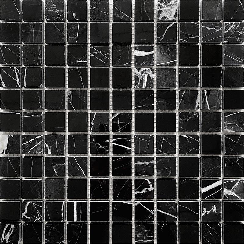 Nero Marquina Square Marble Mosaic Tile