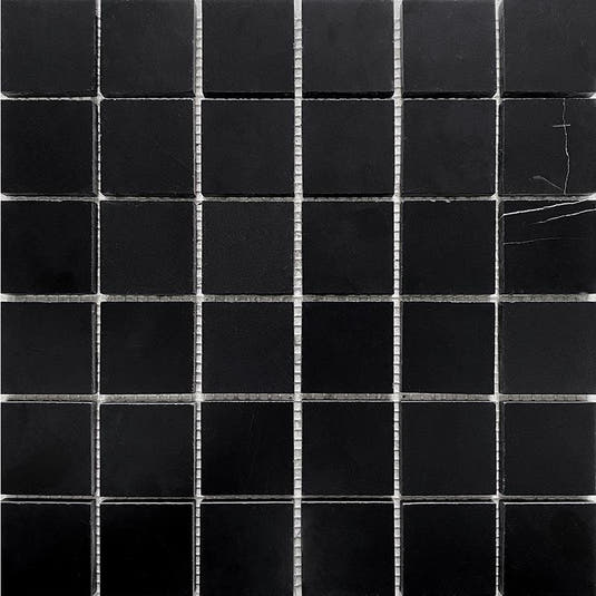Nero Marquina Large Square Marble Mosaic Tile