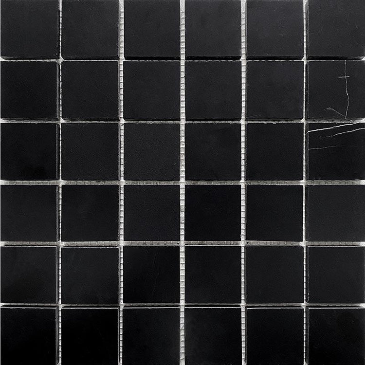 Nero Marquina Large Square Marble Mosaic Tile