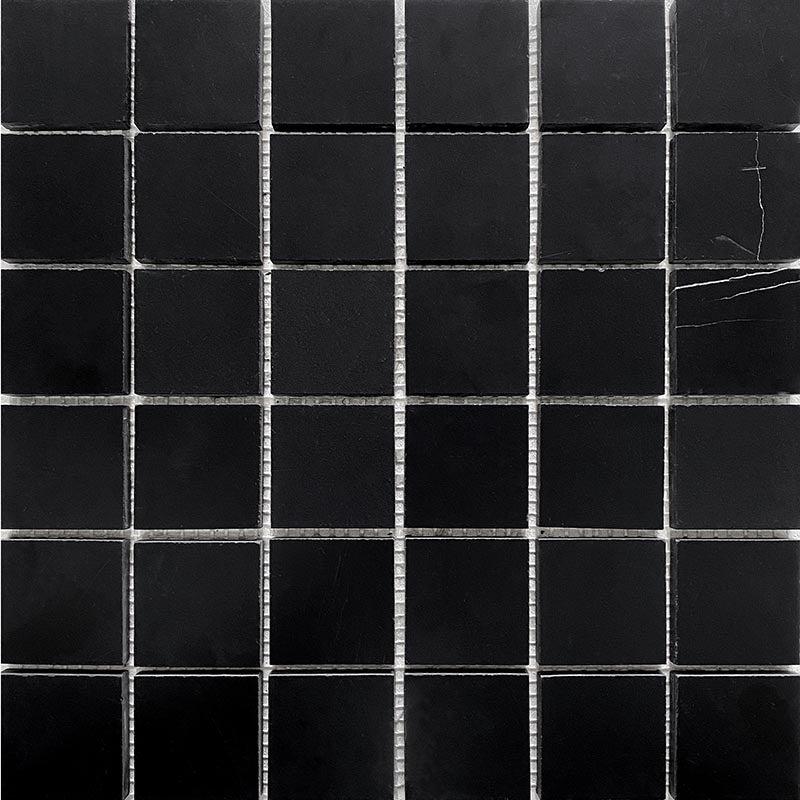 Nero Marquina Large Square Marble Mosaic Tile Sample