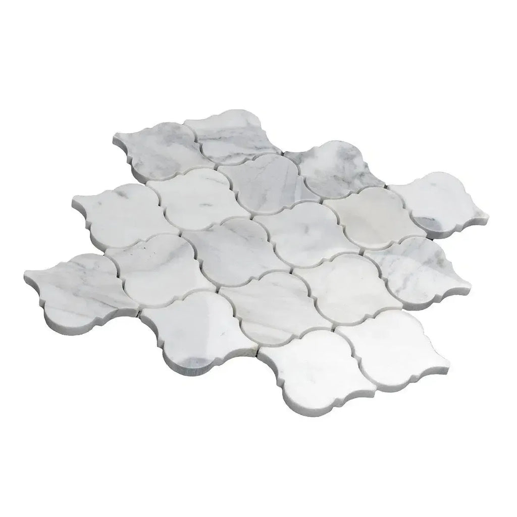 Calacatta Gold Arabesque Marble Mosaic Tile | Tile Club
