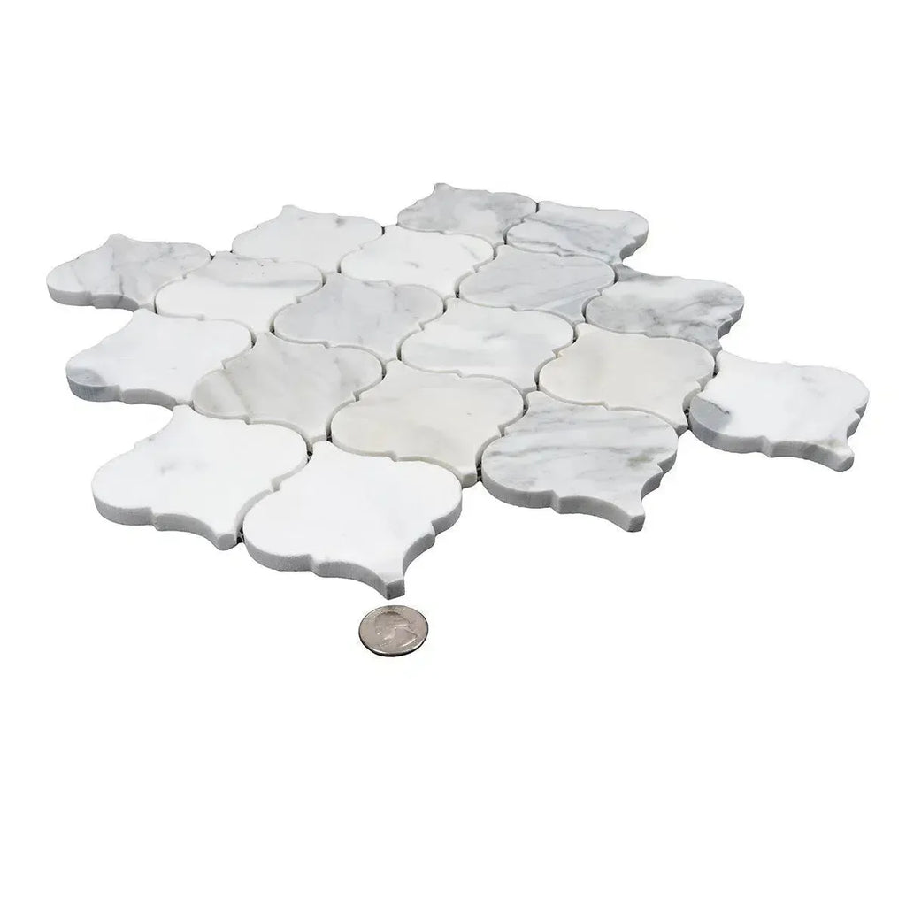 Calacatta Gold Arabesque Marble Mosaic Tile | Tile Club