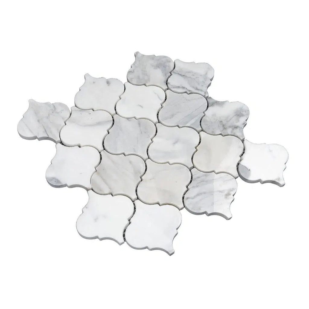 Calacatta Gold Arabesque Marble Mosaic Tile | Tile Club