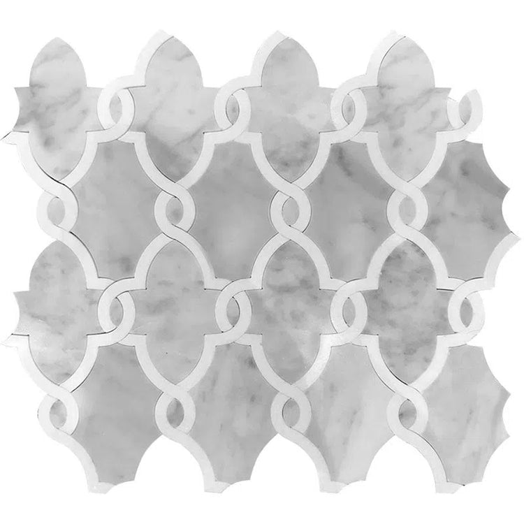 Carrara & Thassos White Chains Marble Mosaic Tile Sample