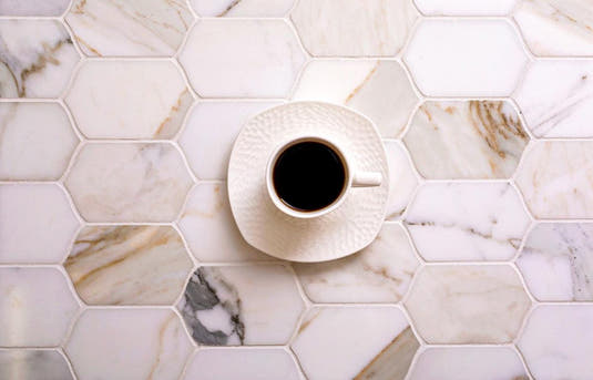 12.2" x 13.2" Calacatta Gold Elongated Hexagon Mosaic Tile