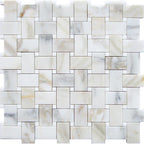 Calacatta Gold Marble Basket Weave Tile Mosaic