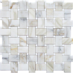 Calacatta Gold Marble Basket Weave Tile Mosaic