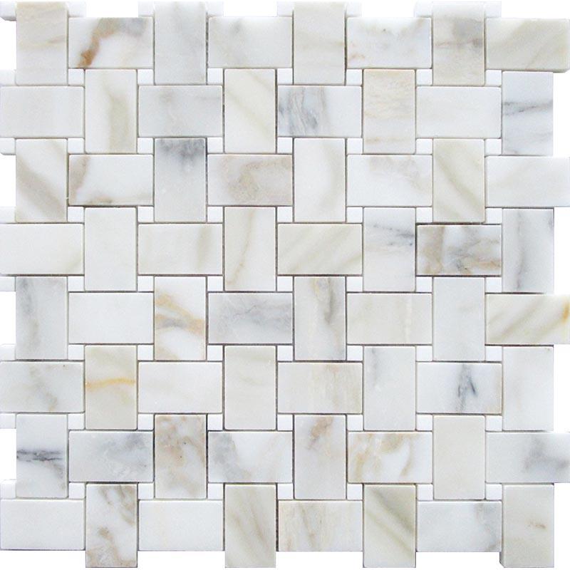 Calacatta Gold Marble Basket Weave Tile Mosaic