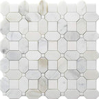 Calacatta Gold Octagon and Thassos Square Marble Mosaic Tile
