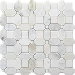 Calacatta Gold Octagon and Thassos Square Marble Mosaic Tile