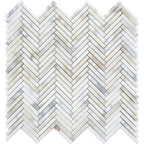Calacatta Gold Skinny Herringbone Mosaic Tile