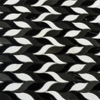 Nero Marquina & White Leaf Marble Mosaic Tile | Tile Club