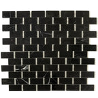 Nero Marquina with Thassos Dots Brick Marble Mosaic Tile | Tile Club
