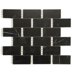 Nero Marquina with Thassos Dots Brick Marble Mosaic Tile Sample | Tile Club