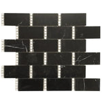 Nero Marquina with Thassos Dots Brick Marble Mosaic Tile Sample | Tile Club