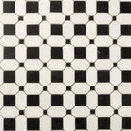 Thassos Octagon with Nero Marquina Squares Marble Mosaic Tile | Tile Club