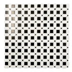 Thassos Octagon with Nero Marquina Squares Marble Mosaic Tile | Tile Club