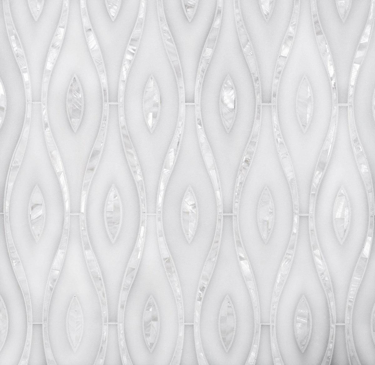 Pearl Wave White Marble & Mother Of Pearl Waterjet Mosaic Tile | Tile Club