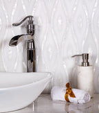 Pearl Wave White Marble & Mother Of Pearl Waterjet Mosaic Tile | Tile Club