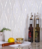 Pearl Wave White Marble & Mother Of Pearl Waterjet Mosaic Tile | Tile Club