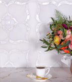 Pearl Flower White Marble & Mother Of Pearl Waterjet Mosaic Tile | Tile Club
