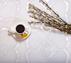 Pearl Flower White Marble & Mother Of Pearl Waterjet Mosaic Tile | Tile Club